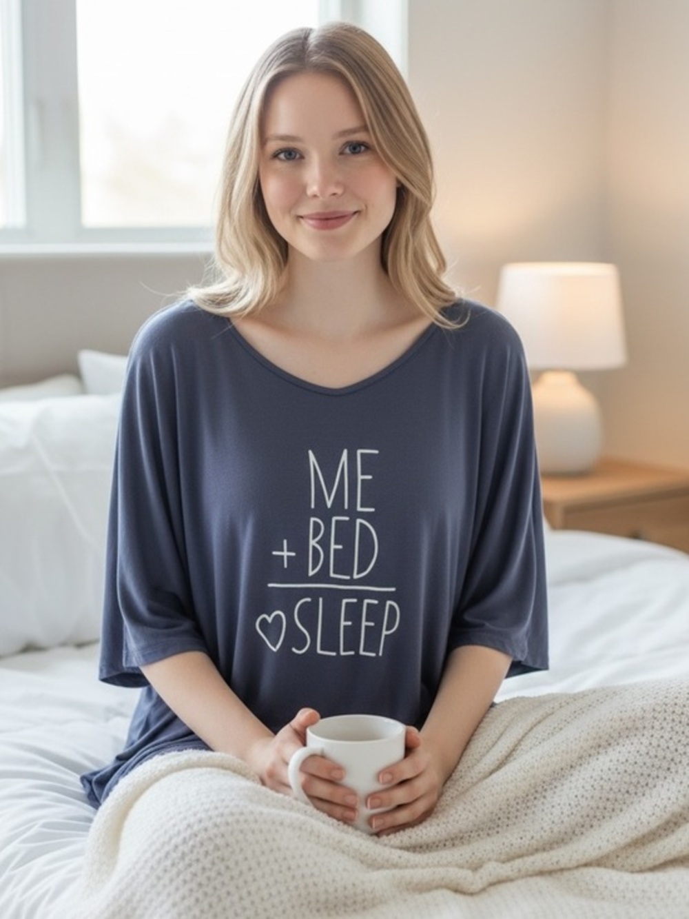 😴 Ekouaer “Me + Bed = Sleep” Nightgown Sleep Shirt NWT